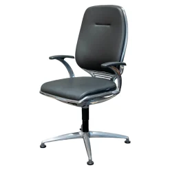 Bürodrehstuhl AL 3 Leder Schwarz4-Sternfuß Aluminium