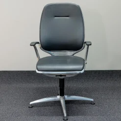 Bürodrehstuhl AL 3 Leder Schwarz4-Sternfuß Aluminium