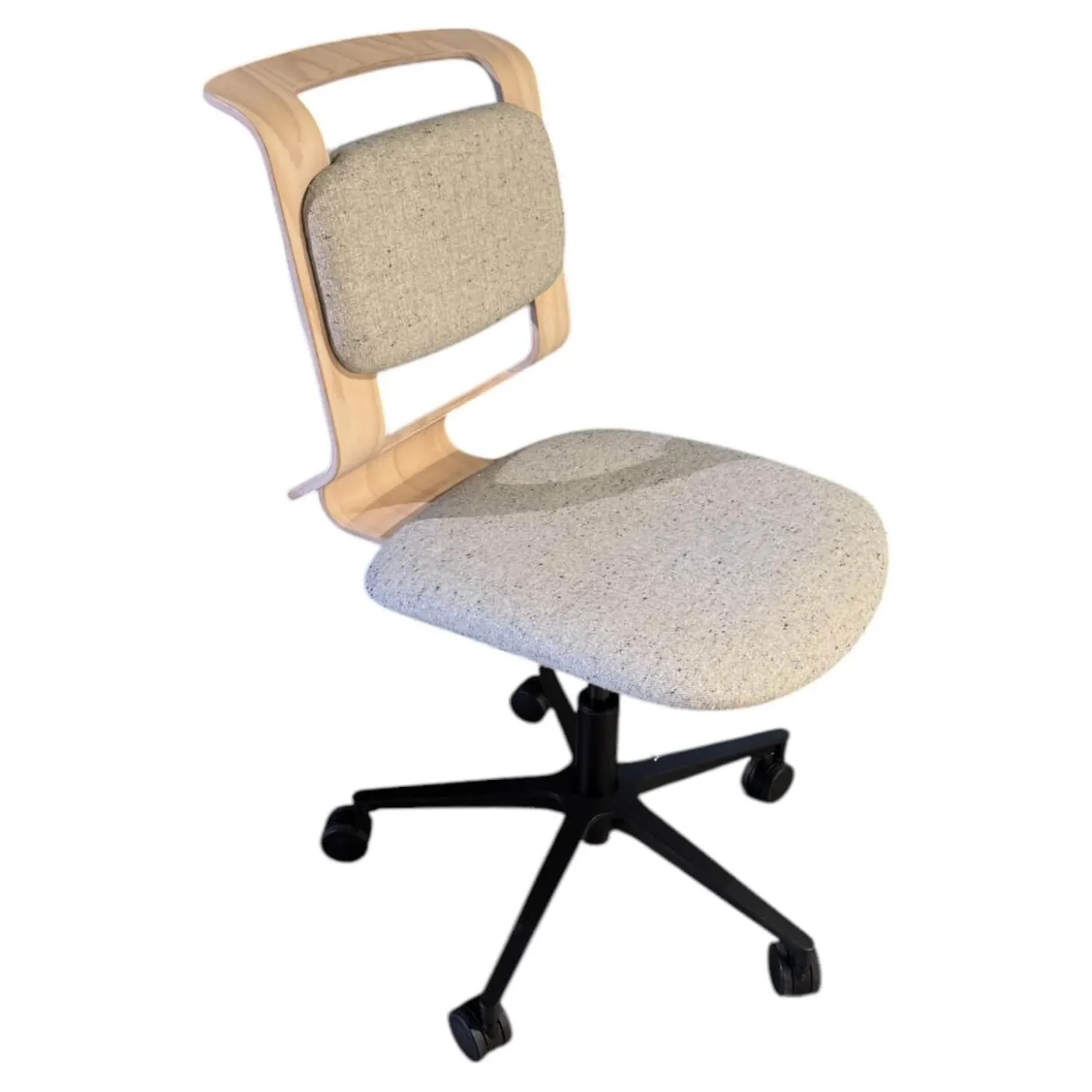 Bürodrehstuhl Kids Polsterung Stoff Ripley 101 Grau Rücken Eiche Weißgeölt Drehgestell Schwarz