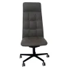 Bürodrehstuhl Leadchair Management Soft Leder Vintage 1436 Fango Grau 5 Stern Gestell Metall Schwarz Matt