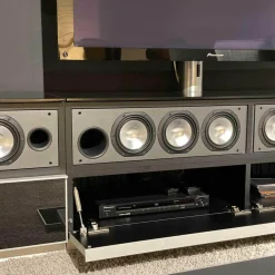 Catena Hifimöbel Korpus Schwarz Hochglanz Lautsprechertuch Schwarz mit Lautsprechersystem