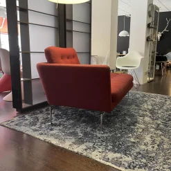 Chaise Lounge Suita Klein Stoff Laser Farbe 35 Rot Moorbraun Untergestell Poliert