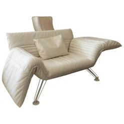 Chaiselounge Winfried Totzek Leder Select Weiß Füße Metall Weiß