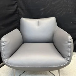 Clubsessel Jalis 26188 Leder 248 Asche Grau Nahtband 5091 Mittelgrau Grau Drahtgestell F02 Feinstruktur Platin