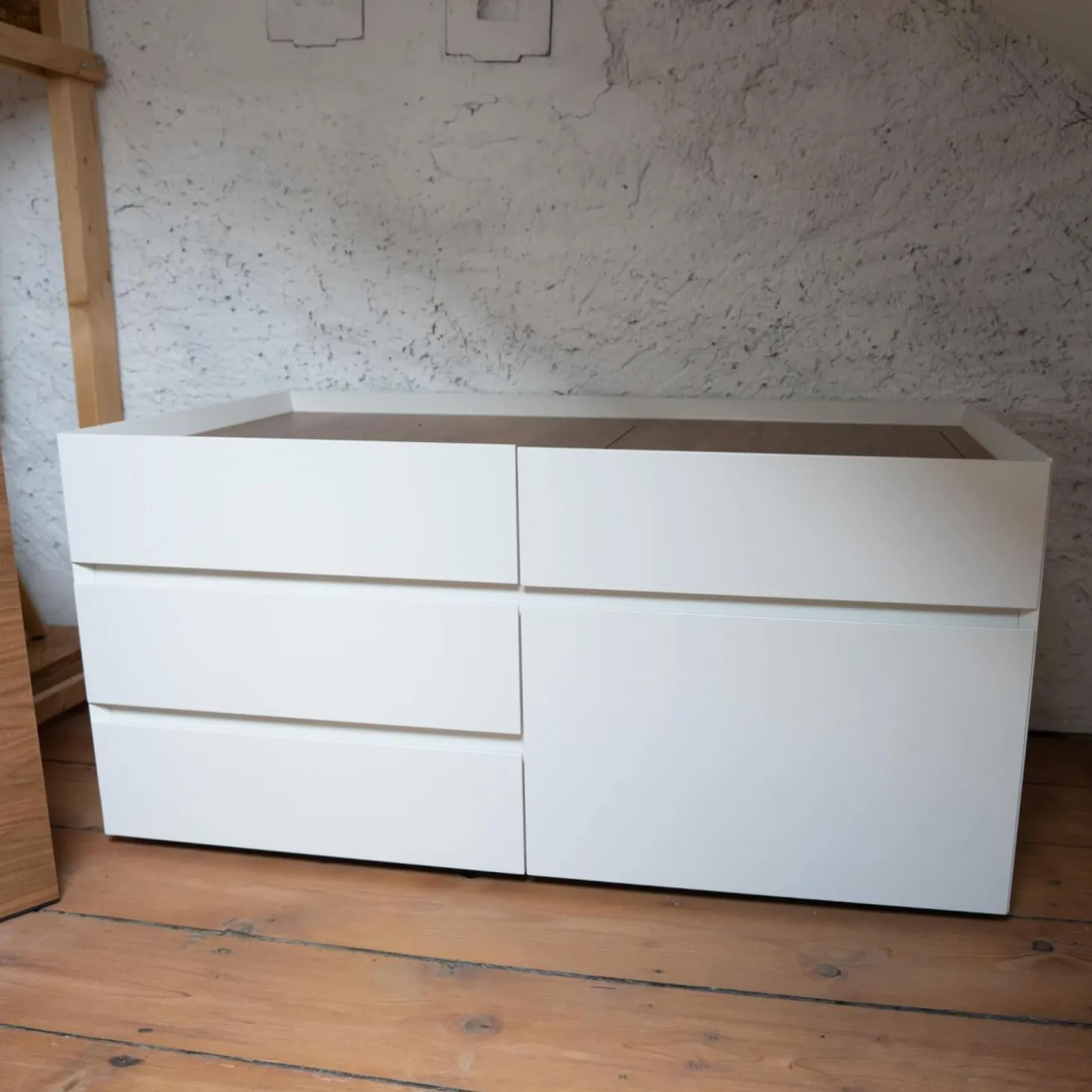 Container Paper Korpus Lack Weiß Oberboden Und Klappenfach Nussbaum