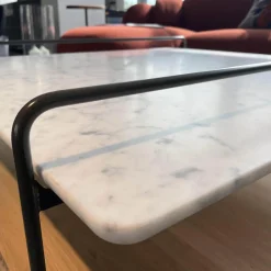 Couchtisch 931-542 Carrara Geledert Und Eiche Gestell Glatt Lackiert Matt Umbragrau