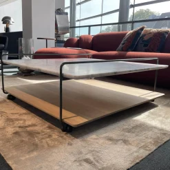 Couchtisch 931-542 Carrara Geledert Und Eiche Gestell Glatt Lackiert Matt Umbragrau