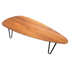 Couchtisch 02061 Malin Platte Nussbaum Natur Geölt Metallbeine Schwarz