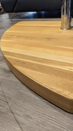 Couchtisch 0915 Platte Klarglas Drehbahr Sockel Wildeiche