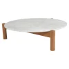 Couchtisch 535 Platte Marmor Carrara Basis Teak Massivholz