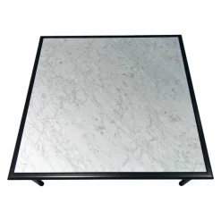 Couchtisch 901-211 Platte Marmor Carrara Grau Geledert Gestell Buche Verkehrsschwarz Lackiert