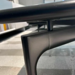 Couchtisch 901-211 Platte Marmor Carrara Grau Geledert Gestell Buche Verkehrsschwarz Lackiert