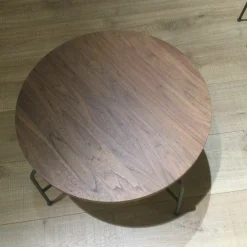 Couchtisch 947-353 Platte Nussbaum Massiv Gestell Metall Lackiert Umbragrau