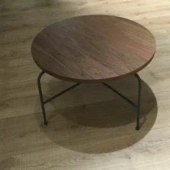 Couchtisch 947-353 Platte Nussbaum Massiv Gestell Metall Lackiert Umbragrau