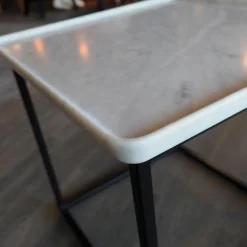 Couchtisch 934 Tischplatte Naturstein Carrara Geledert Stahl Glatt Lackiert Matt Verkehrsschwarz