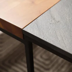 Couchtisch 985-213 Tischplatten Nussbaum Amerikanisch Und Echtsteinfurnier Schiefer Gestell Stahl Schwarz Brilliant