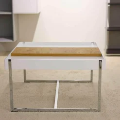 Couchtisch 444A1 Skid Platte Lack Verkehrsweiß Matt Metallteile Hochglanz Verchromt