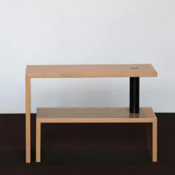 Couchtisch Basello Eiche Lackiert Verbindungsstück Stahl Schwarz