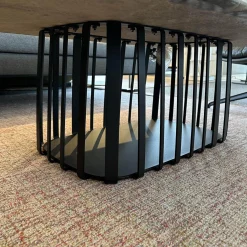 Couchtisch Basket Tischplatte Stein Gemustert Gestell Stahl Schwarz