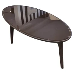 Couchtisch Blend Kristallglas Schwarz Gestell Eschenholz