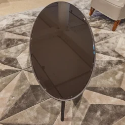 Couchtisch Blend Kristallglas Schwarz Gestell Eschenholz