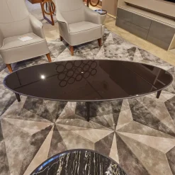 Couchtisch Blend Kristallglas Schwarz Gestell Eschenholz