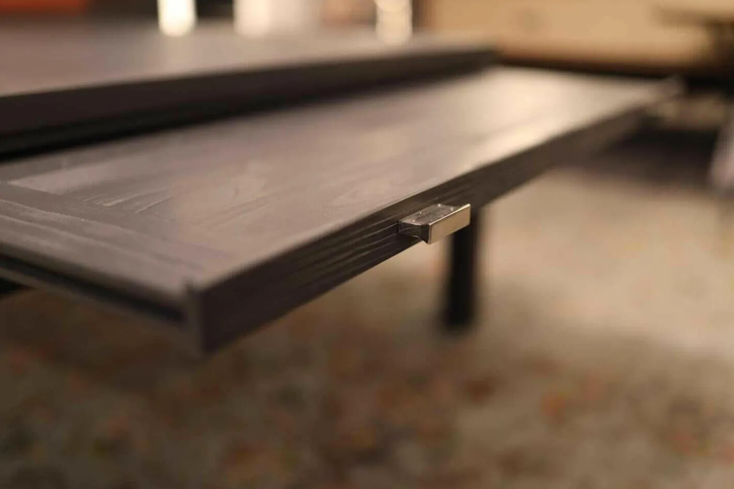 Couchtisch Bordeaux Europäische Wildkirsche Massiv Anthrazit