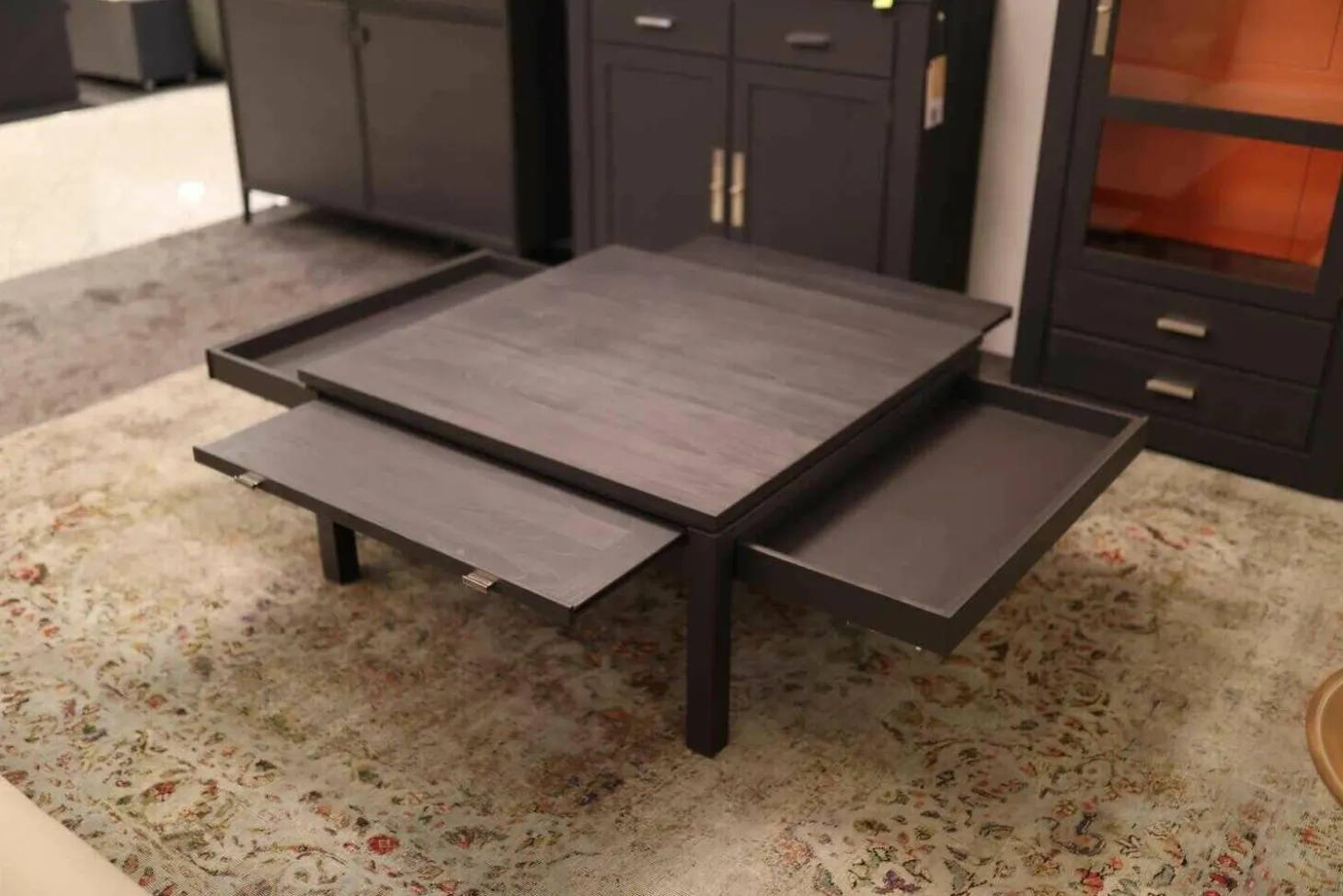 Couchtisch Bordeaux Europäische Wildkirsche Massiv Anthrazit