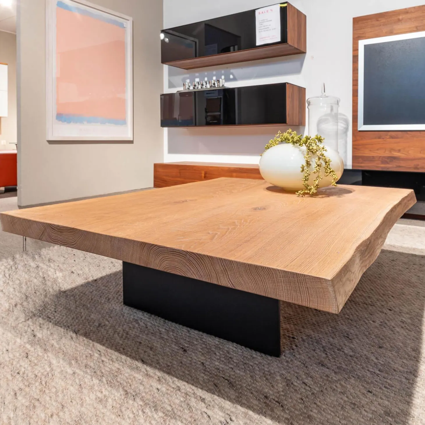 Couchtisch Butterfly S03 Eiche Weiß Pigmentiert Geölt Wangen Stahl Schwarz