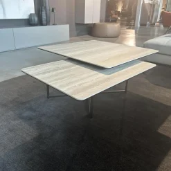 Couchtisch Cena C Platte Keramik Tarvertino Geädert Matt Grau Gestell Lack Manganese 2525 Grau Mit Schwenkbarer Platte