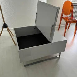 Couchtisch Conseta MDF Lack Platin M14 Metallkufe Verchromt Mit Klappe