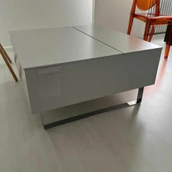 Couchtisch Conseta MDF Lack Platin M14 Metallkufe Verchromt Mit Klappe