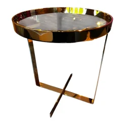 Couchtisch Cross 408 Einlegeplatte Schwarzstahl Matt Schutzlackiert Gestell Metall Rose