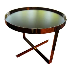 Couchtisch Cross 409 Einlegeplatte Schwarzstahl Matt Schutzlackiert Gestell Metall Rose