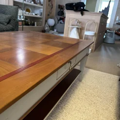 Couchtisch Directoire Schachbrett Holz Kirschbaum Lackiert Hellbraun Und Dunkelbraun Korpus Hellgrau