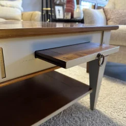 Couchtisch Directoire Schachbrett Holz Kirschbaum Lackiert Hellbraun Und Dunkelbraun Korpus Hellgrau