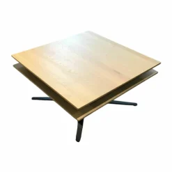 Couchtisch Evita Platte Wildeiche Bianco Gewachst Geölt Gestell Edelstahl Tiefschwarz Gepulvert