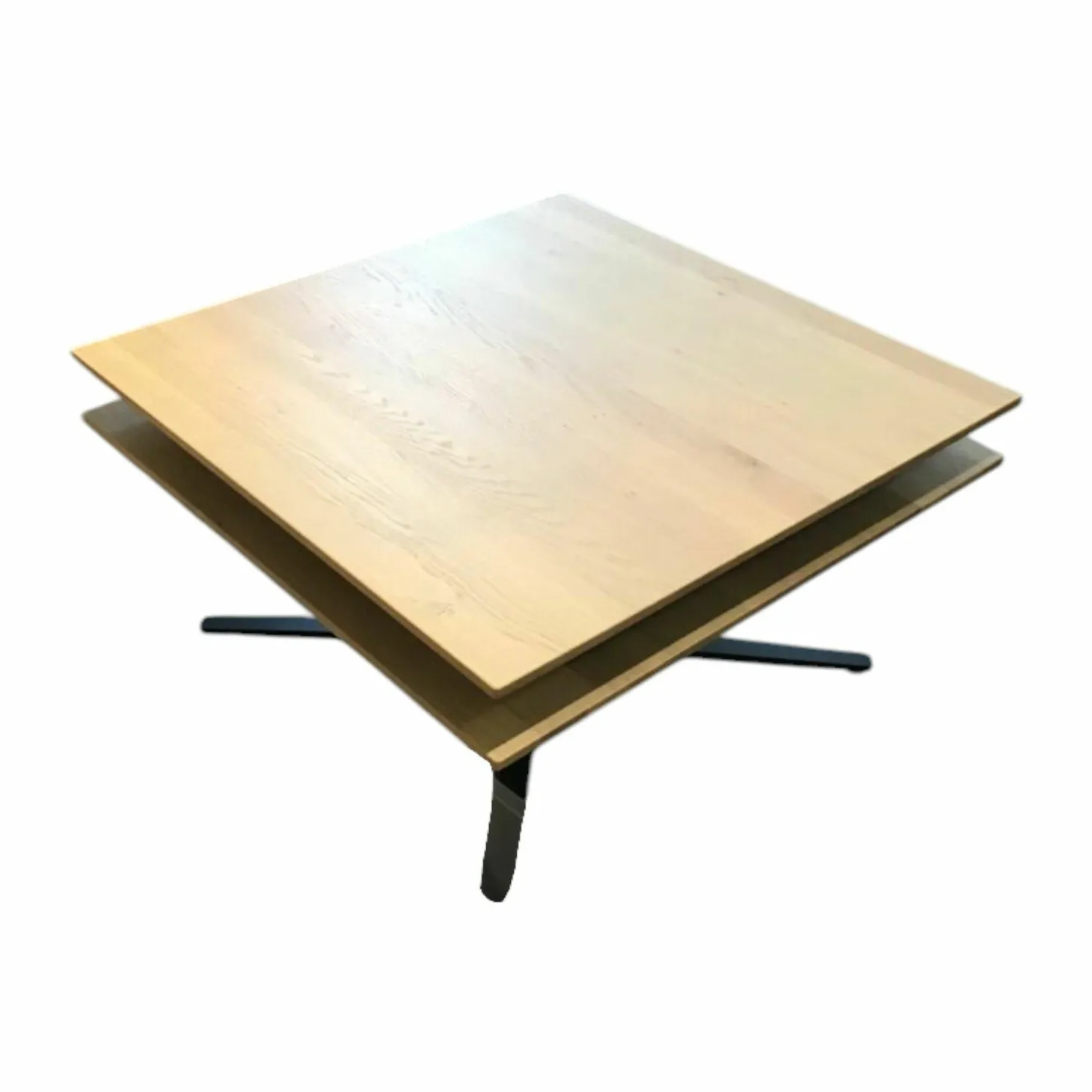 Couchtisch Evita Platte Wildeiche Bianco Gewachst Geölt Gestell Edelstahl Tiefschwarz Gepulvert