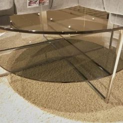 Couchtisch Fonis Getönte Glasplatte Schwarz Gestell Chrom Glänzend