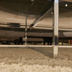 Couchtisch Fonis Getönte Glasplatte Schwarz Gestell Chrom Glänzend