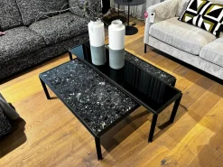 Couchtisch Hudson Platte Marmor Terrazzo Portoro Schwarz Gestell Metall Bronze Matt
