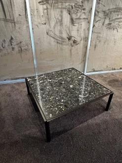 Couchtisch Hudson Platte Marmor Terrazzo Portoro Schwarz Gestell Metall Bronze Matt