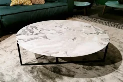 Couchtisch Icaro Platte Marmor Polarweiß Gestell Metall Schwarz Matt