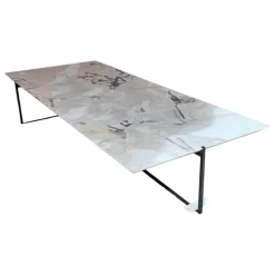 Couchtisch Icaro Stone Marmor White Marble Untergestell Mattschwarz Lackiert