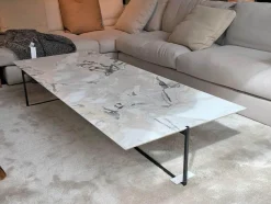 Couchtisch Icaro Stone Marmor White Marble Untergestell Mattschwarz Lackiert