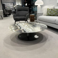 Couchtisch Jigger Platte Dedalus Marmor Beige Grau Gestell Aluminium Glänzend Lackiert Bronze Schwarz