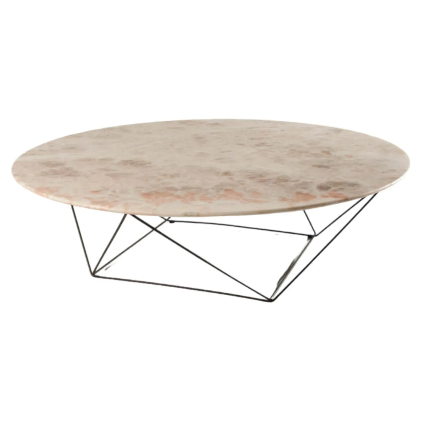 Couchtisch Joco Stone Platte Naturstein Onice Champagne Gestell Stahl Matt Pulverbeschichtet Bronze