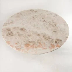 Couchtisch Joco Stone Platte Naturstein Onice Champagne Gestell Stahl Matt Pulverbeschichtet Bronze