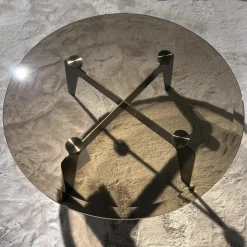 Couchtisch Kirk Platte Glas Bronziert Gestell Metall Bronze Lackiert