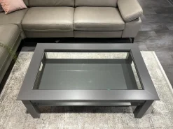 Couchtisch Korsika 8222 Platte Klarglas Gestell Lack Schiefergrau PG 2 Grau Füße Mit Rollen